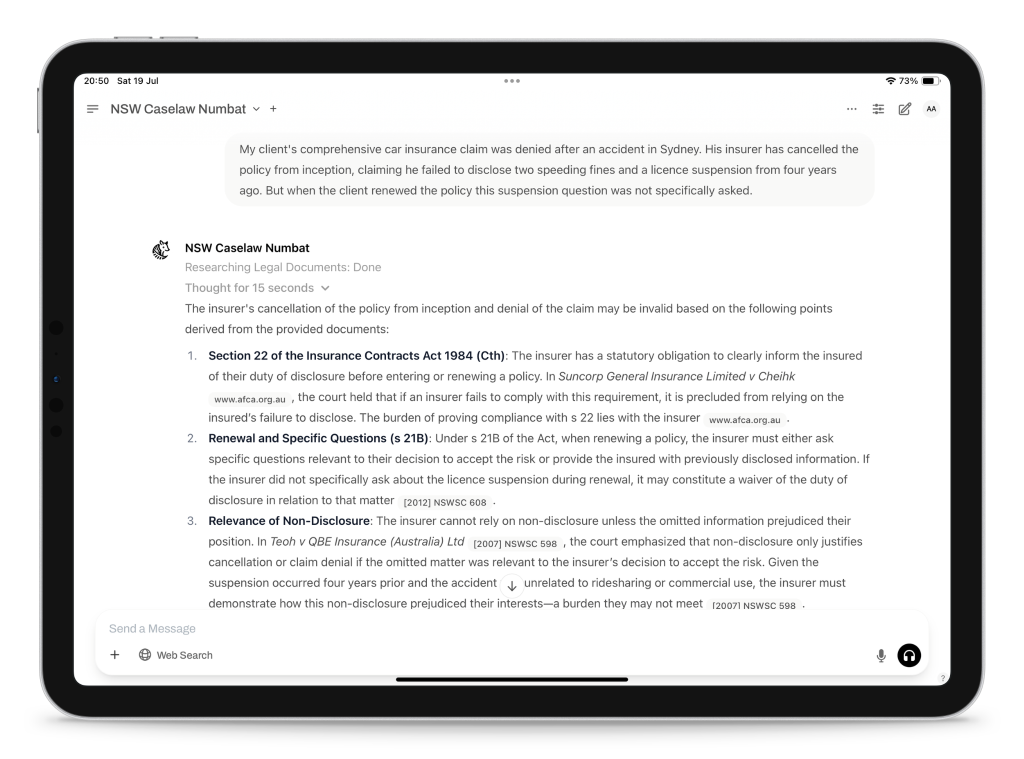 Feature demonstration on tablet